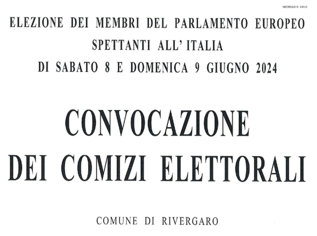 ELEZIONE DEI MEMBRI DEL PARLAMENTO EUROPEO SPETTANTI ALL'ITALIA - CONVOCAZIONE DEI COMIZI ELETTORALI - SABATO 8 E DOMENICA 9 GIUGNO 2024