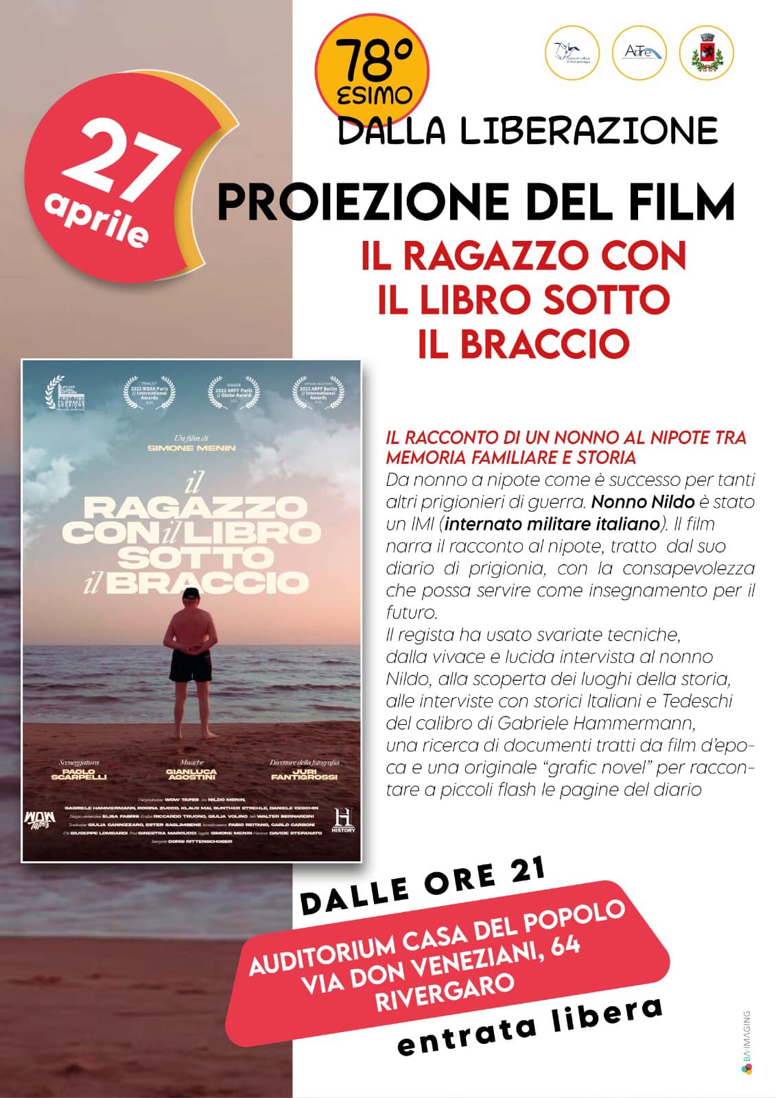 Proiezione del film "Il ragazzo con il libro sotto il braccio" 
