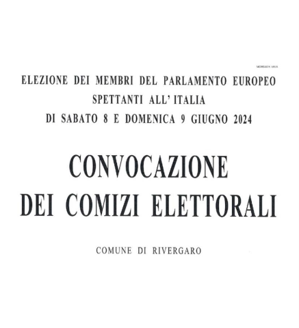 ELEZIONE DEI MEMBRI DEL PARLAMENTO EUROPEO SPETTANTI ALL'ITALIA - CONVOCAZIONE DEI COMIZI ELETTORALI - SABATO 8 E DOMENICA 9 GIUGNO 2024